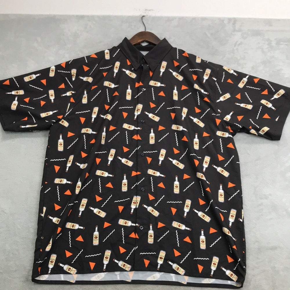 FSP by HIT Men's Titos Vodka Black Orange AOP S/S Button Down Shirt XL